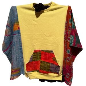 NWOT Vintage KiGi Couture KANTHA Upcycled Poncho BoHo Sweatshirt (S-3XL)